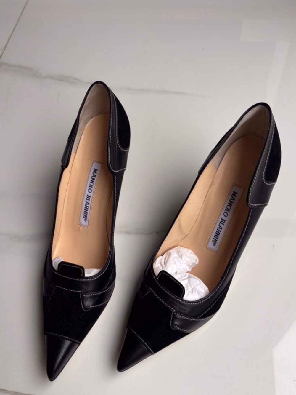 Manolo Blahnik DIAREK GADAMES7 Suede Leather Black Pumps 36.5 (US 6.5)